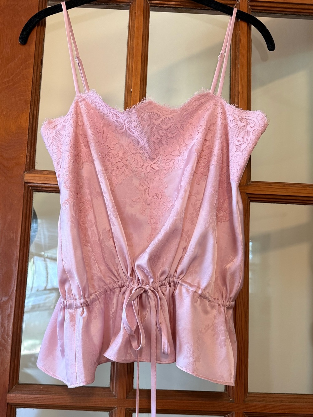 NWT Reformation Silky Lace-Trim Pink Camisole Top